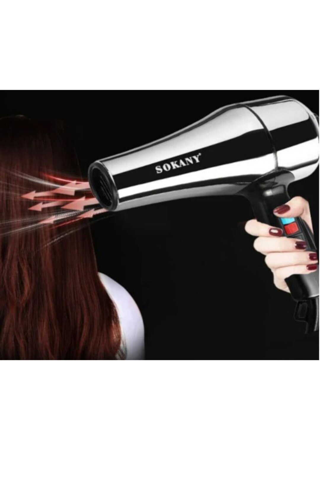Профессиональный супермощный фен для волос с насадками и ионизацией GORGEOUS HAIR/Эффект быстрой сушки /Мощность 2400 Вт/Sokany MD-3000 - фотография № 3