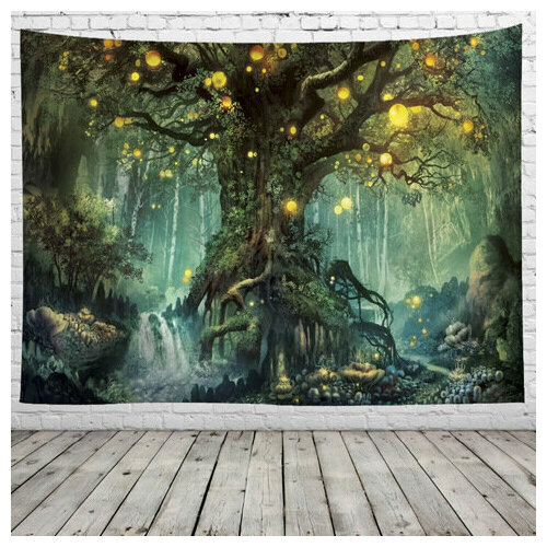 Тканевое панно на стену с изображением светящегося дерева 230х150(см)