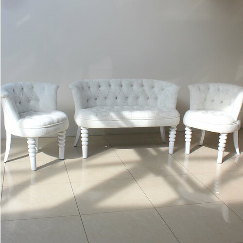 Комплект дизайнерской мебели банкетка 2 кресла плюш кресло мягкое 60895₽