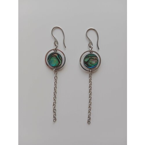 Серьги Академия Важности, ракушка, серебряный, зеленый