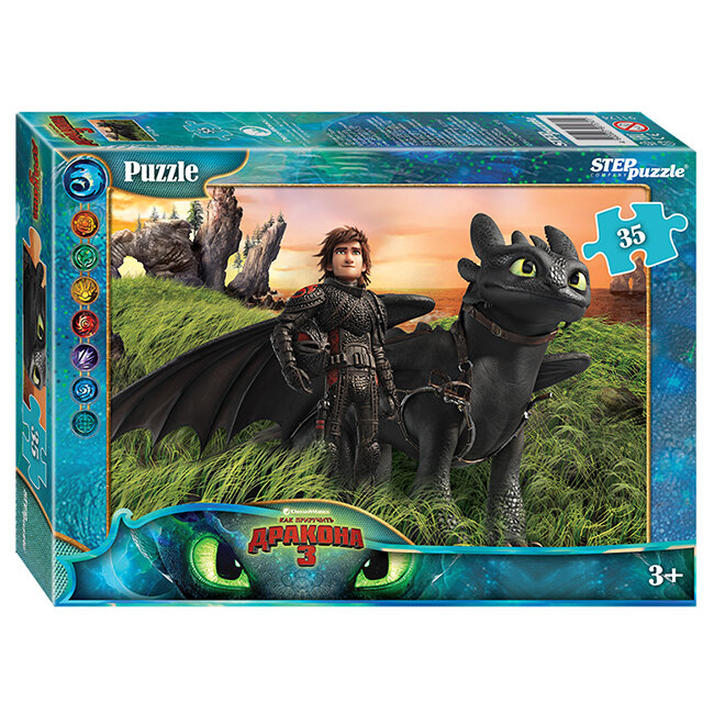 Пазл Step puzzle DreamWorks Как приручить дракона - 3 (91174), 35 дет., 23х33х4 см, разноцветный