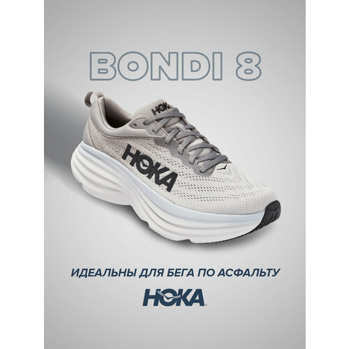фото Кроссовки hoka bondi 8, полнота e, размер us9.5ee/uk9/eu43 1/3/jpn27.5, серый