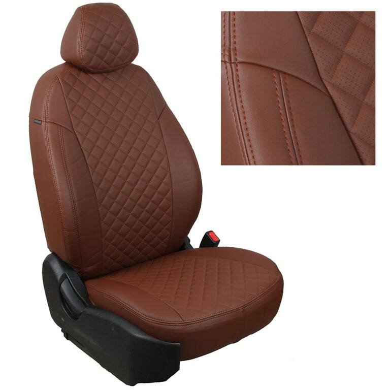Чехлы на автомобильные сидения Автопилот для Chevrolet Niva с 16г. / LADA Niva Travel с 20г. (Экокожа ромб, Темно-коричневый + Темно-коричневый)