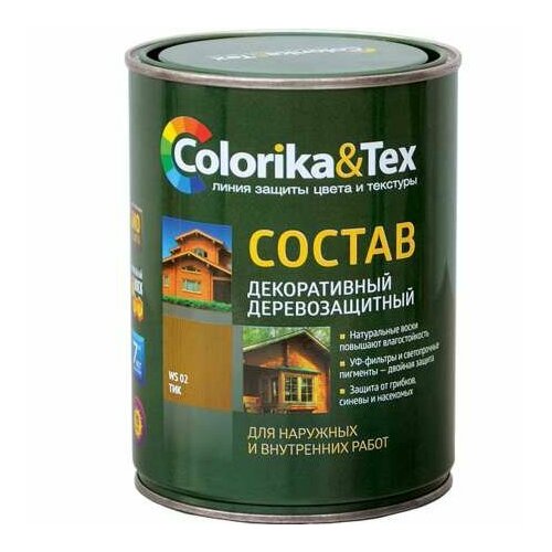 Состав Colorika&Tex деревозащитный Colorika&Tex орех 0,8 л, (1шт) (96385) лак пф 170 colorika