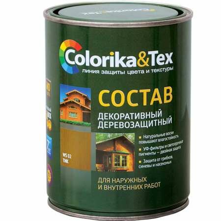 фото Состав Colorika&Tex деревозащитный Colorika&Tex тик 0,8 л, (1шт) (96376)