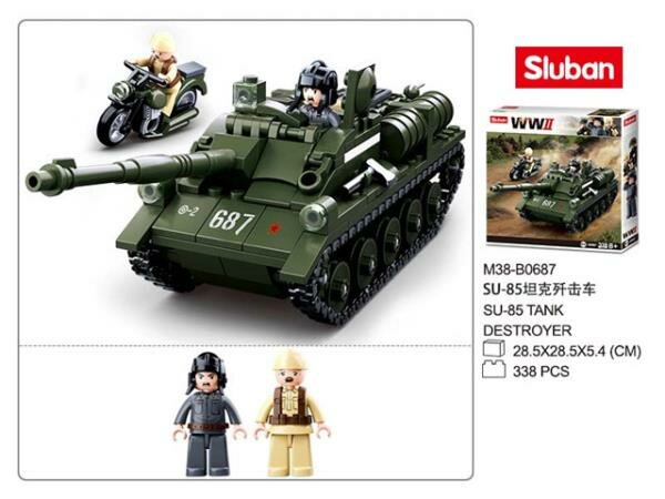 Конструктор пластмассовый танк с фигурками, 338 дет. Sluban M38-B0687 (16)