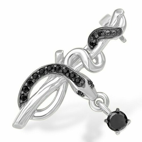 Брошь The Jeweller, серебро, 925 проба, фианит