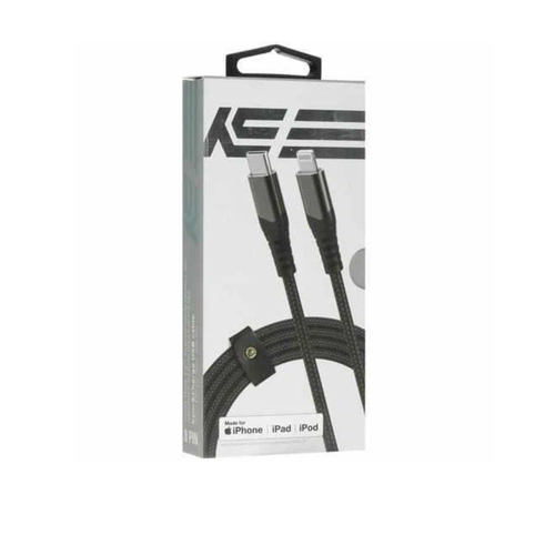 Кабель круглый KEYRON Lightning 8-pin MFI - USB Type-C черный 1.5 м