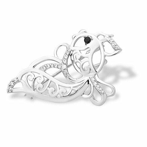 Брошь The Jeweller, серебро, 925 проба, фианит