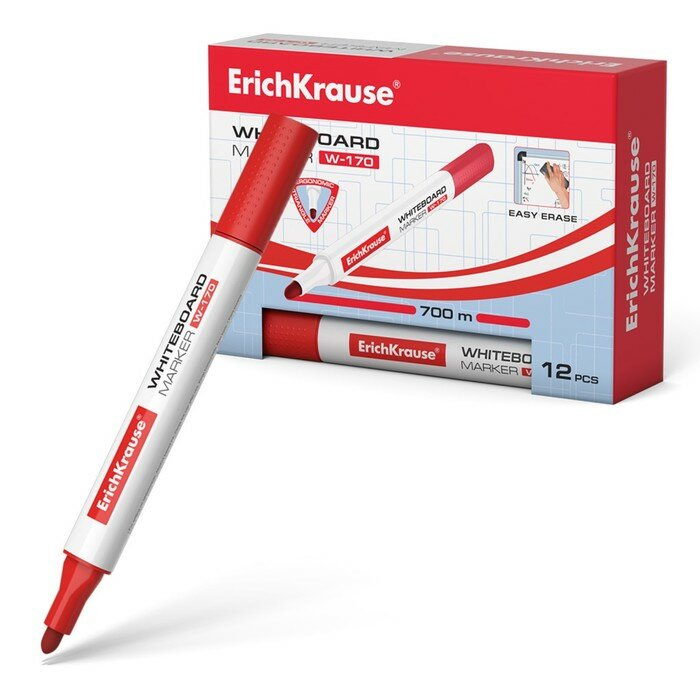 фото ErichKrause Маркер для досок ErichKrause W-170, 2.0 мм, чернила на спиртовой основе, красный