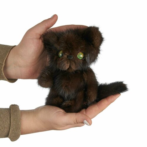 Мягкая игрушка котенок Holich Toys тедди из натурального меха коричневый с зелено-желтыми глазками котик мягкие игрушки игрушки для детей детские игрушки игрушки для девочек игрушки для мальчиков 11190₽