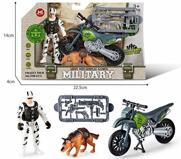 Набор Военный с мотоциклом, 8 предметов F9-1