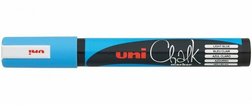 Маркер для окон и стеклянных поверхностей Uni Chalk PWE-5M, 1,8-2,5мм, голубой (комплект 3 штуки)