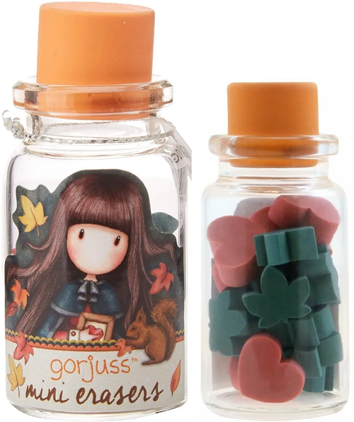 Набор ластиков в стеклянной бутылочке 5 Х 2,5 Х 2,5 см Gorjuss Autumn Leaves Санторо для девочек