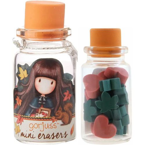 Набор ластиков в стеклянной бутылочке 5 Х 2,5 Х 2,5 см Gorjuss Autumn Leaves Санторо для девочек