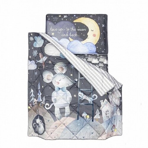 Комплект в кроватку Акварельный Мышонок Саймон в лесу ночью (120*60см)