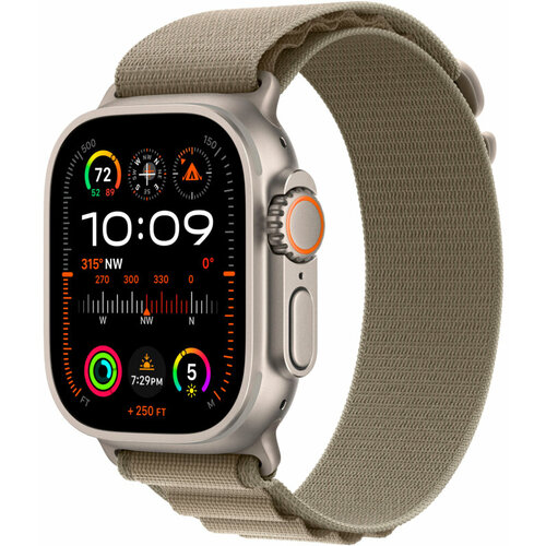 умные часы apple watch ultra 2 49 мм titanium case gps cellular indigo alpine loop размер m Apple Watch Ultra 2 49 titanium case with S olive alpine loop