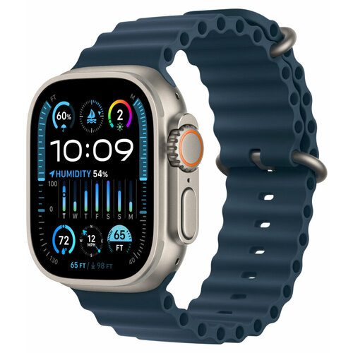 Apple Watch Ultra 2 49 titanium case with blue ocean band