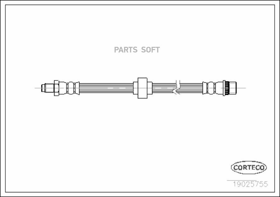 CORTECO 19025755 Тормозной шланг передний (385mm)
