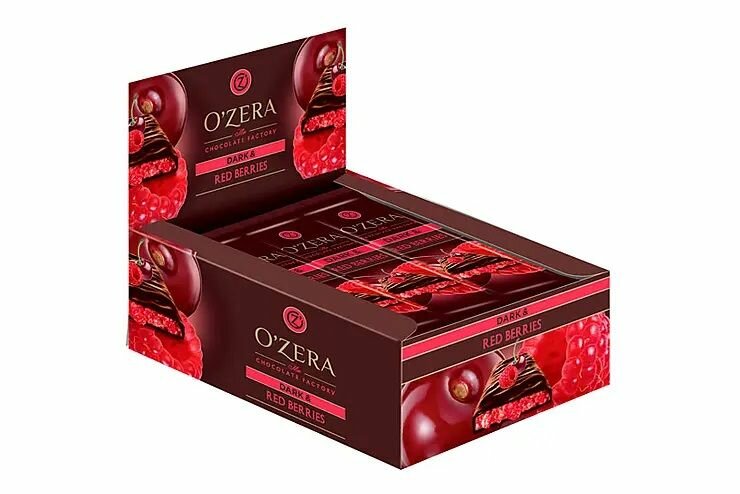 "OZera", шоколад горький Dark & Red berries, 40 г (упаковка 15 шт.) - фотография № 1