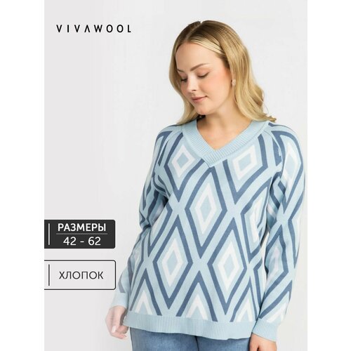 Пуловер VIVAWOOL, размер 60, голубой пуловер vivawool размер 60 розовый