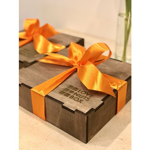 Подарочный набор " К чаю New" в деревянном боксе Оранжевая лента