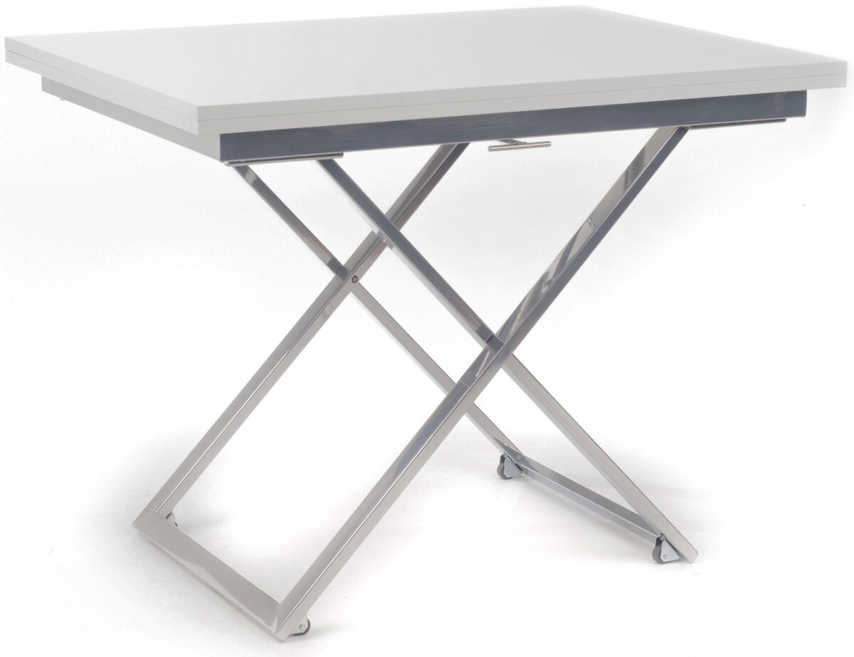 фото Стол-трансформер Levmar Compact WT D78/S59 Белый/Серебро Белый/Серебро