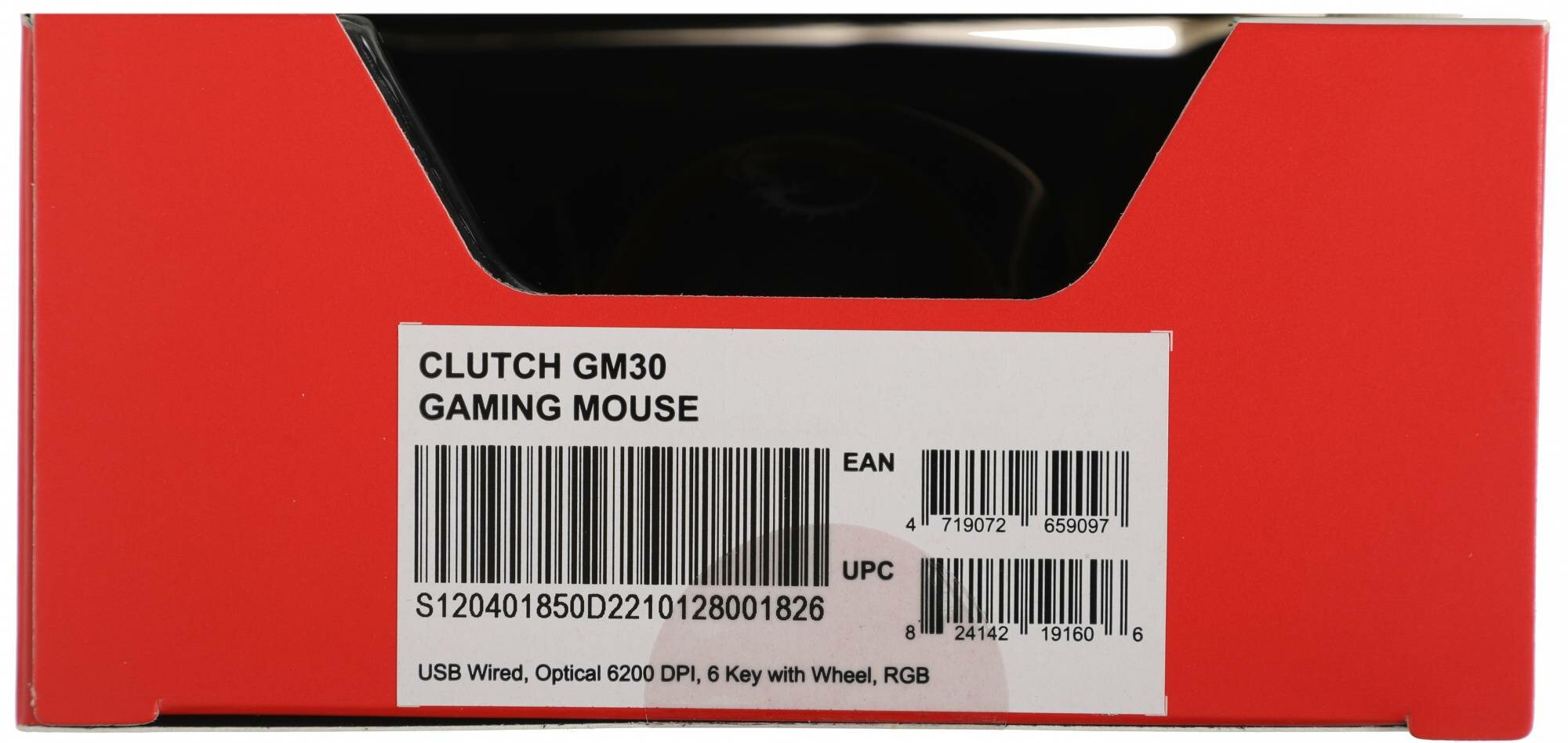 Мышь MSI Clutch GM30, игровая, оптическая, проводная, USB, черный [s12-0401690-d22] - фото №12