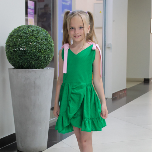 Платье Лиловые кролики, размер 146, зеленый