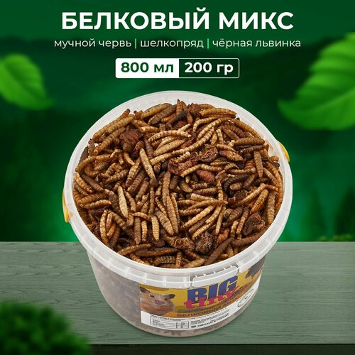 Лакомства Big Tiny "Белковый MIX", для грызунов, вкус мясной, мучной червь