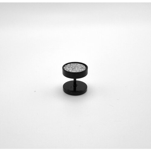 Серьги  Моносерьга 1шт., тоннели, двухсторонняя с микрокристаллами, унисекс, 1х1см., пусеты, славянский оберег, нанокристалл, кристалл, размер/диаметр 10 мм, серый, черный