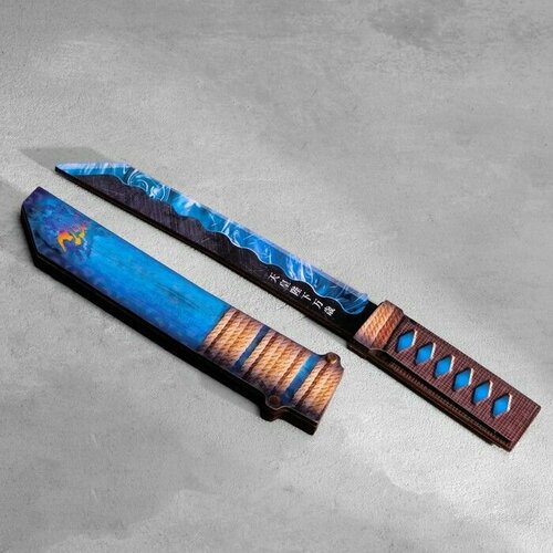Сувенир деревянный игрушечный . Нож Танто . в ножнах, синий .