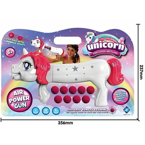 Бластер Unicorn розовый с мягкими пулями (9 шт) в блистере бластер squid game с 4 мягкими пулями в блистере 118 2