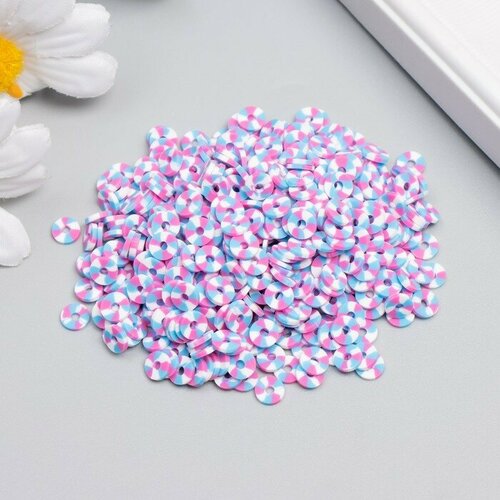 Набор бусин из полимерной глины Астра 6 мм 20 гр малиновый белый пестрый голубой для дома 449₽