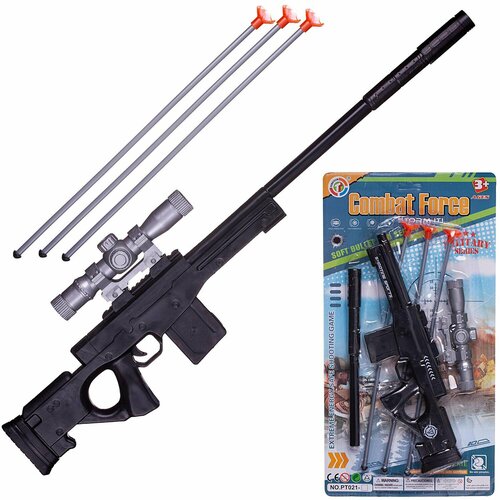 Ружье игрушечное Junfa с длинным стволом и прицелом, 46х12,5 см, стреляющее пулями-стрелами, на блистере (WG-14014) ружье 670 в пак