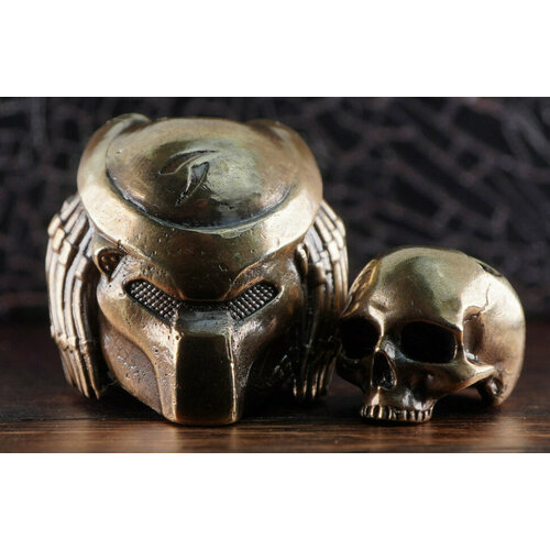 Бусина Хищник и концевик Черепок, латунь