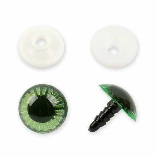 HobbyBe PGSL-20 Глаза пластиковые с фиксатором (с лучиками) d 20 мм 2 шт. зеленый