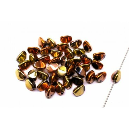 Бусины Pinch beads 5х3мм, отверстие 0,8мм, цвет 23980/98542 Jet California Gold Rush, 755-104, 10г (около 117шт)