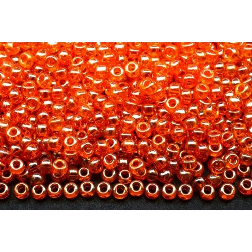 Бисер японский MIYUKI круглый 11/0 #0165 оранжевый, глянцевый прозрачный, 10 грамм