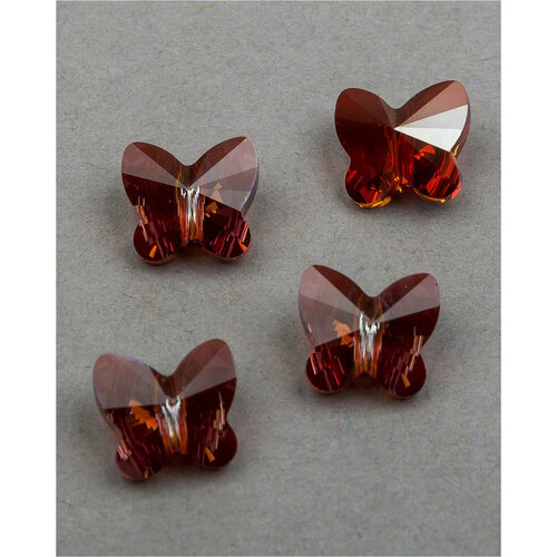 Бусины Swarovski в виде бабочек из стекла, цвет Crystal Red Magma (#001-REDM), Размер 10 мм, 4 шт.