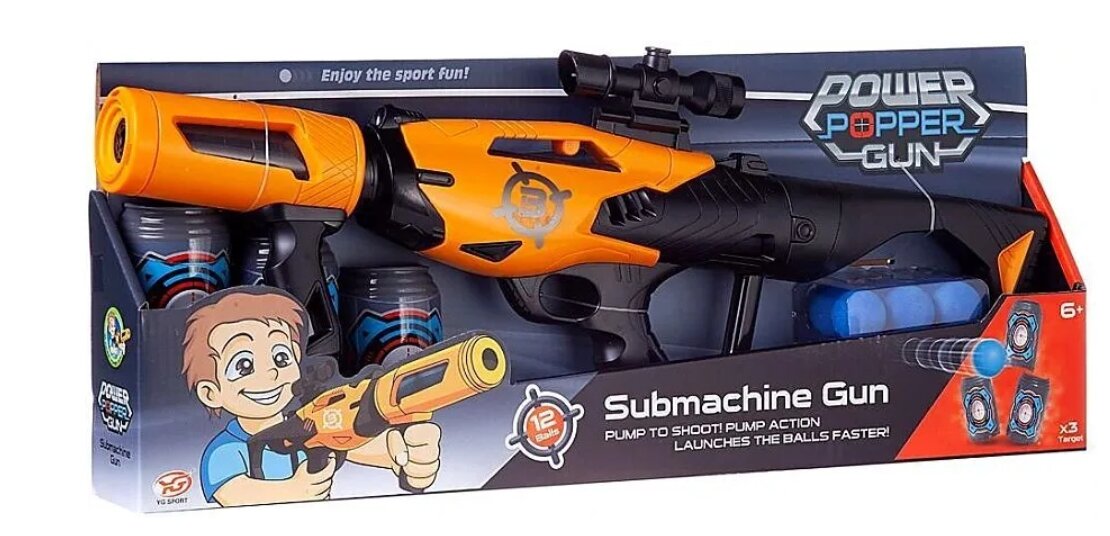 фото Shenzhen toys Бластер Submachine gun с мягкими пулями в коробке YG04P