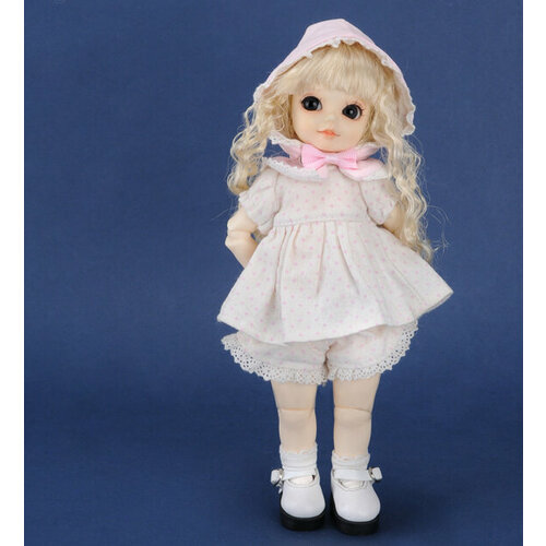 Dollmore Idoll Size - Dotto Hood Dress Set (Pink) (Доллмор набор одежды платье в горошек с капюшоном розовый)