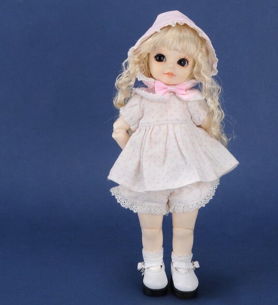 Dollmore Idoll Size - Dotto Hood Dress Set (Pink) (Доллмор набор одежды платье в горошек с капюшоном розовый)