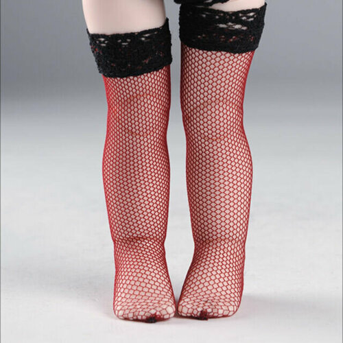 фото Dollmore net band stockings red (чулки красные в сеточку с кружевом для кукол доллмор) dollmore / доллмор