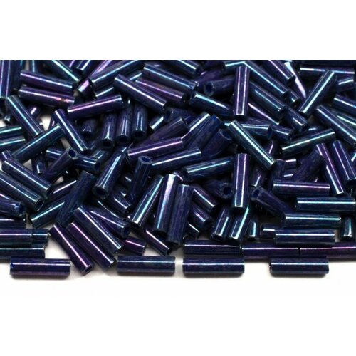 бисер японский miyuki bugle стеклярус 6мм 0451 гематит металлизированный 10 грамм Бисер японский Miyuki Bugle стеклярус 6мм #1899 полночный фиолетовый, металлизированный, 10 грамм