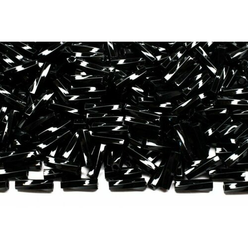 Бисер японский Miyuki Twisted Bugle 2х6мм #0401 черный, непрозрачный, 10 грамм