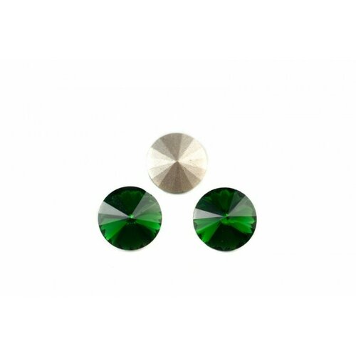 Кристалл Риволи 14мм, цвет зеленый, стекло, 26-160, 2шт
