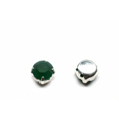 Шатоны Preciosa Maxima 8,3мм в оправе, цвет mat emerald DF/silver, 63-148, 4шт
