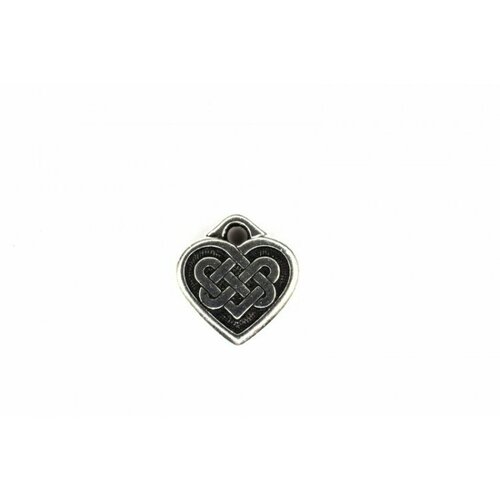 Подвеска TierraCast Кельтское сердце 14х13мм, отверстие 2мм, цвет античное серебро, 94-2393-12, 1шт