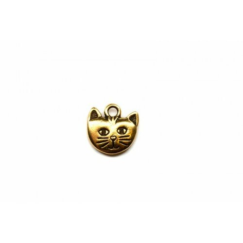 Подвеска TierraCast Голова кота 14х14мм, отверстие 2,5мм, цвет античное золото, 94-2518-26, 1шт